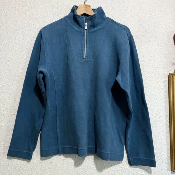 Tommy Bahama Men's M Pullover Sweatshirt Quarter Zip Blue Cozy Casual - Picture 1 of 5